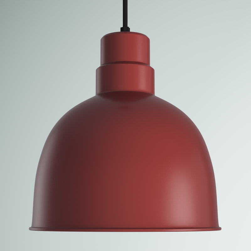 Dhrampla 1 - Light RLM Single Dome Pendant, Satin Red, 11.5" H x 12" W x 12" D