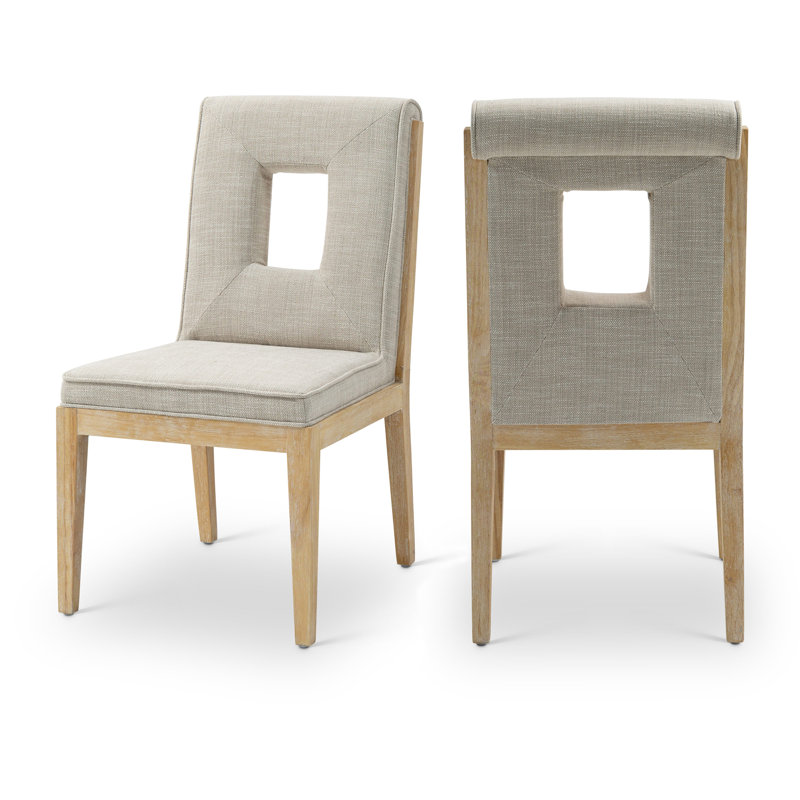 Chaise d'appoint Flore, Tissu crème texturé en lin, Naturel