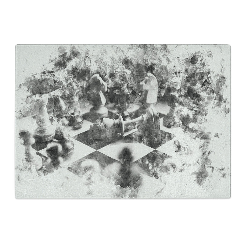 Tempered Glass Chess Checkmate Chopping Board, 28.5 cm x 39 cm