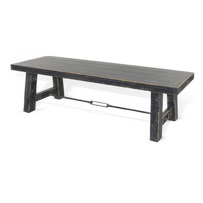 Rena Dining Bench, Turnbuckle Accent, 64 Inch Mahogany Wood by Benjara