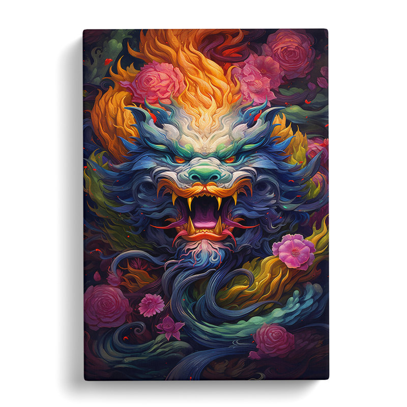 Chinese Dragon Colour Field Art - Wrapped Canvas, 76cm H x 50cm W x 3cm D