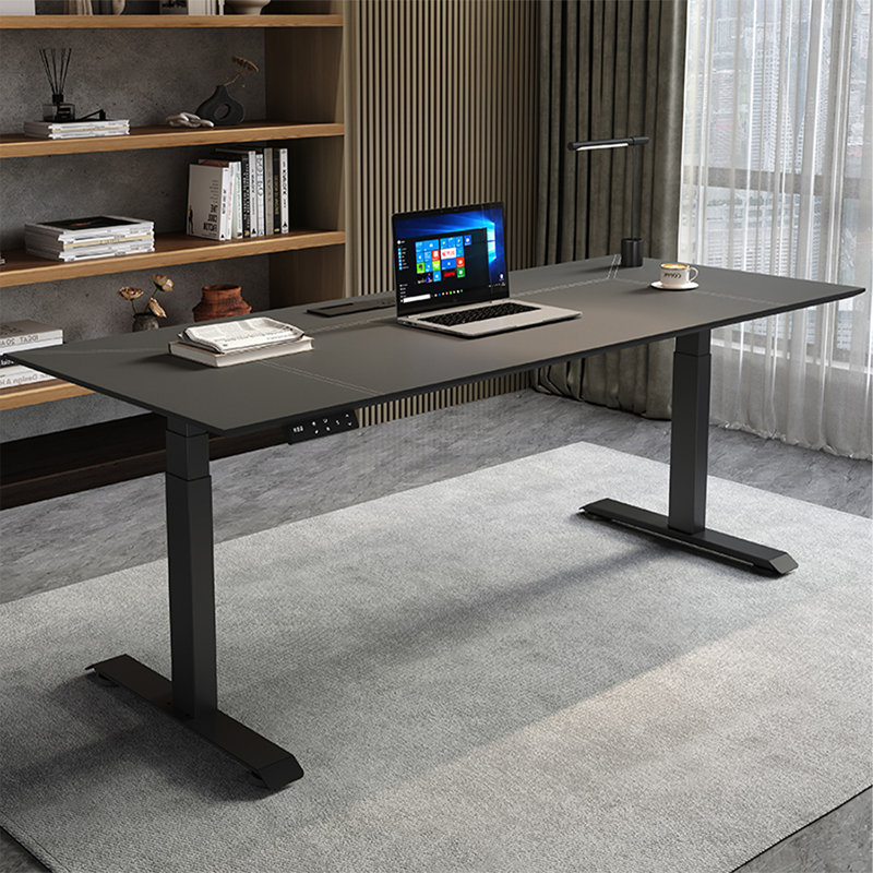 Bureau moderne noir électrique à hauteur réglable, H 25,59 po x l 62,99 po x P 27,56 po