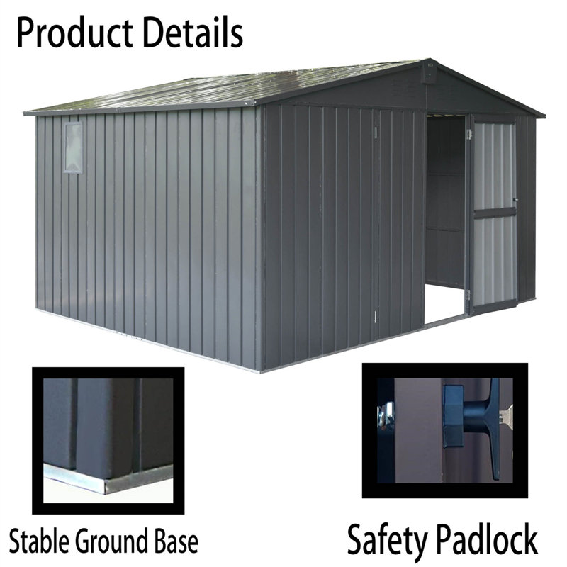 11 ft. W x 9 ft. D Metal Storage Shed