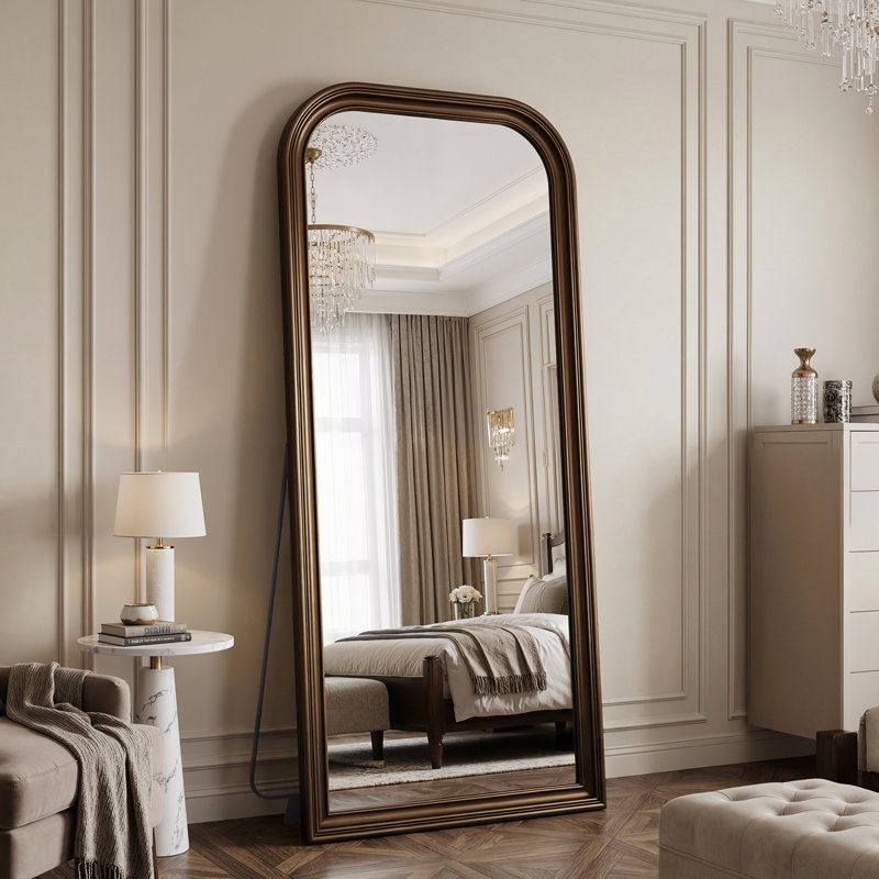 Miroir rétro sur toute la longueur, miroir de plancher surdimensionné, 71"×32", Bronze ancien
