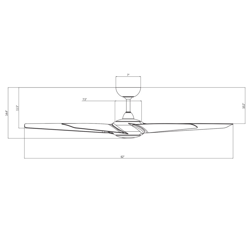 62" Lucid 5 - Blade Outdoor/Indoor Smart Standard Ceiling Fan with Remote Control and LED Light Kit Included, Works With Alexa and iOS or Android App