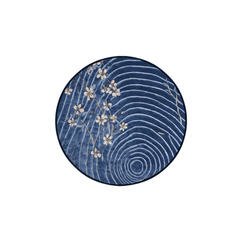 Tapis gris soyeux et moelleux, Rond 7 pi