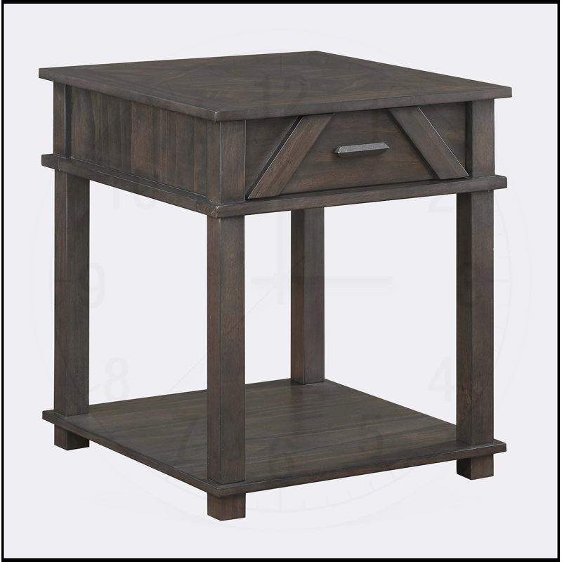 Table de bout rustique traditionnelle avec rangement, finition brune, bois durable, parfaite pour le salon ou la chambre à coucher