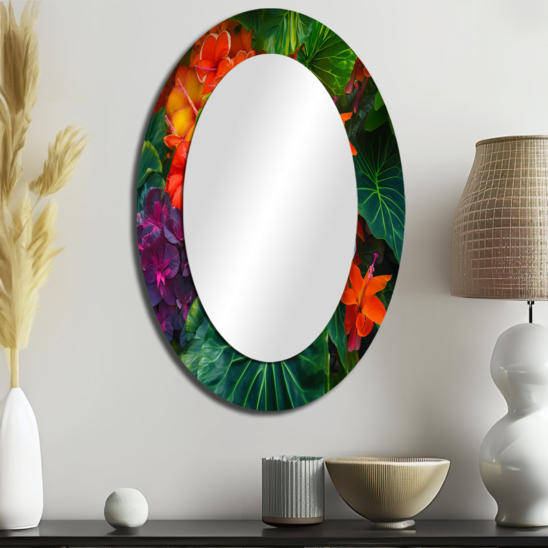 Miroir mural ovale Vibrantly Happy Blossoming, 36 po x 24 po