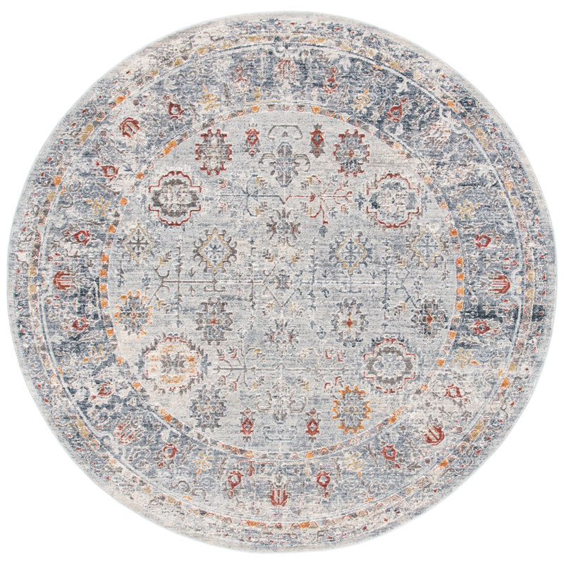 Tapis oriental gris clair Smeltzer, Rond 6 pi 7 po
