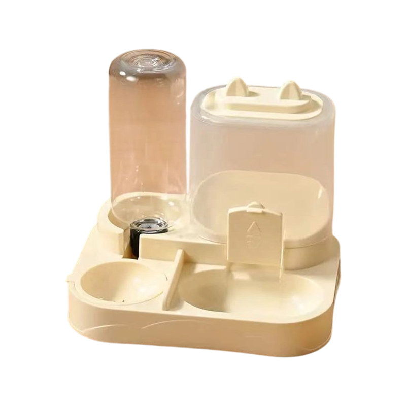 Distributeur d'eau et de nourriture automatique pour animaux 2 en 1, 8,46 x 7,68 x 6,69 pouces, jaune, Jaune