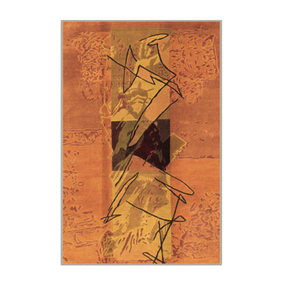 Tapis orange / orange en laine tissé à la machine Aculina