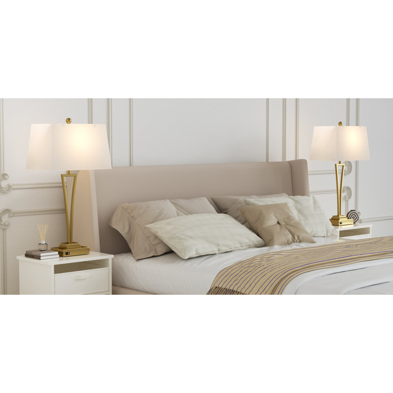 30.5'' Metal Usb Table Lamp(set Of 2), Gold