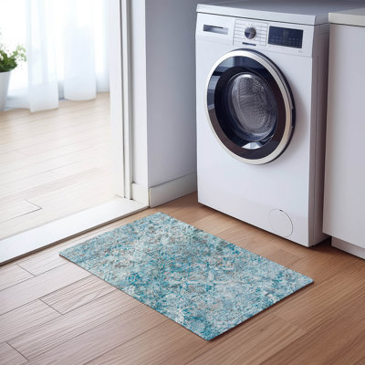 Machine Washable Indoor/Outdoor Mahaney ACN768 Sky Rug