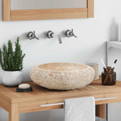 Lavabo vasque de salle de bain vidaXL, fait à la main, de forme et de couleur naturellement variées
