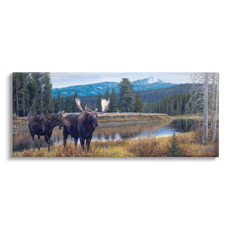 «Stupell Industries Moose In River», art mural sur bois par David Graham-au-931, H 20 po x l 48 po x P 1,5 po