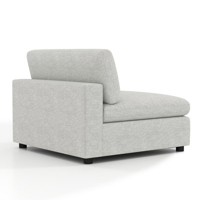 Quatesha 34.2'' Wide Down Fill Fabric Upholstered Cushion Back Armless Chair with one Pillow