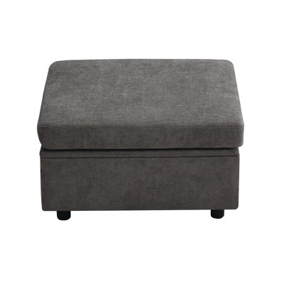 30" Wide Chenille Upholstered Storage Ottoman For Modular Sectional Sofa