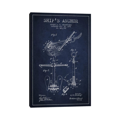 Ancrage bleu marine, brevet bleu, giclée sur toile tendue avec châssis