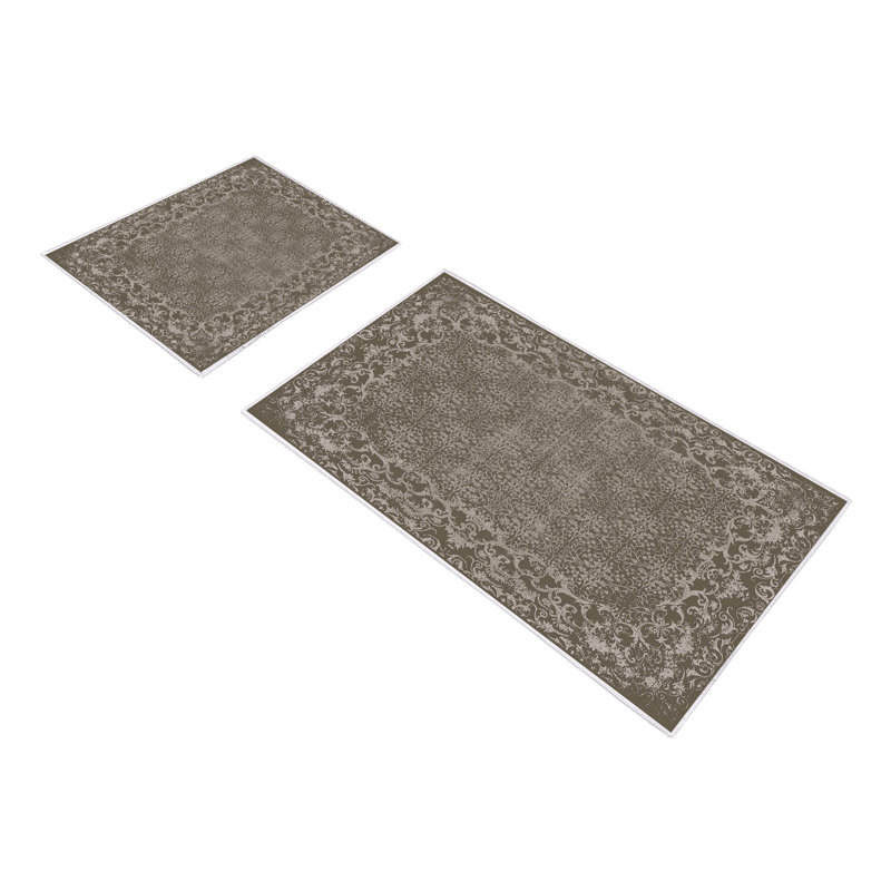 Ensemble de tapis de bain 2 pièces Lynda, Brun / crème