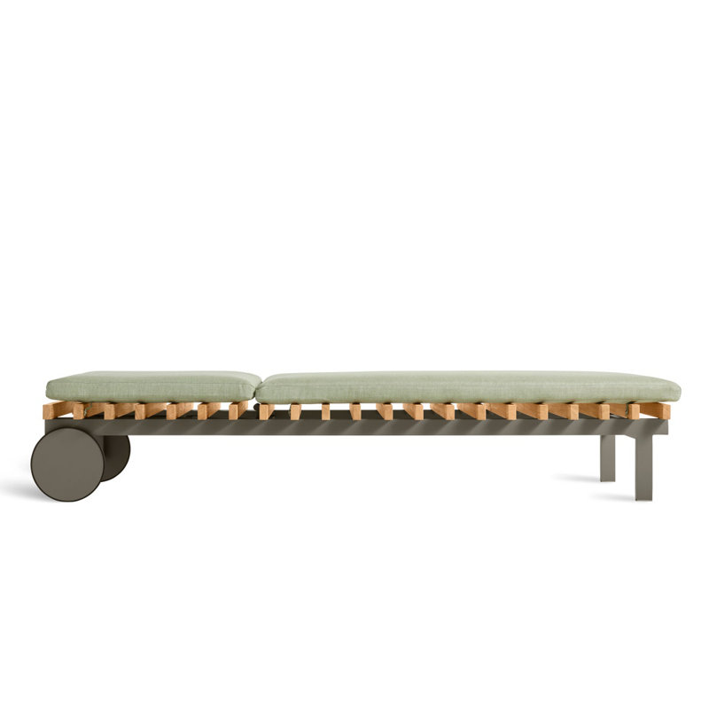Perch Outdoor Teak Chaise Lounge, Toohey Charcoal, Charcoal