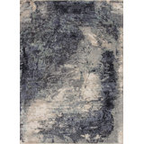Leonardo Hand Knotted Abstract Area Rug in Blue