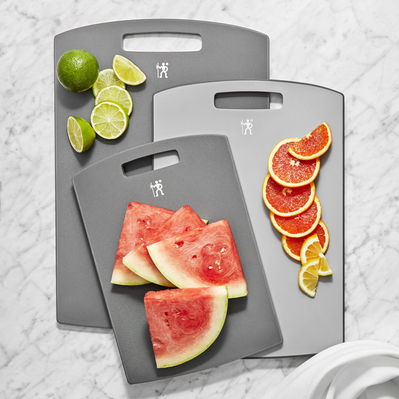 Henckels 3-Pc Plastic Cutting Board Set - Grey