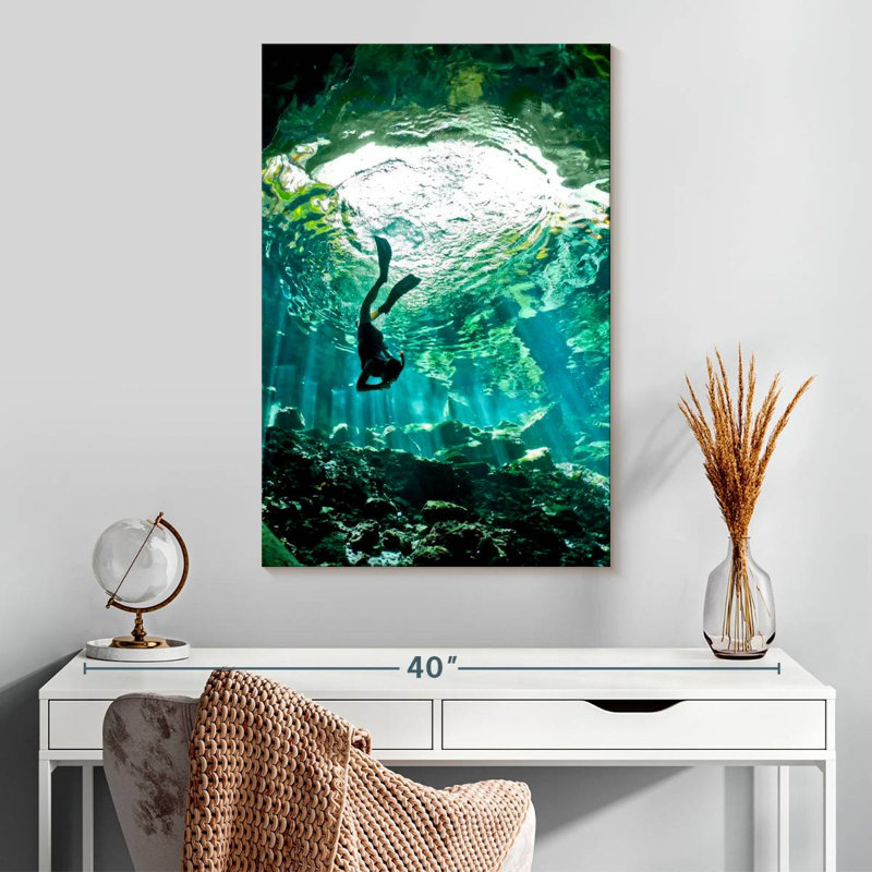 Sireci Diving In Cenote, 30" H x 20" W