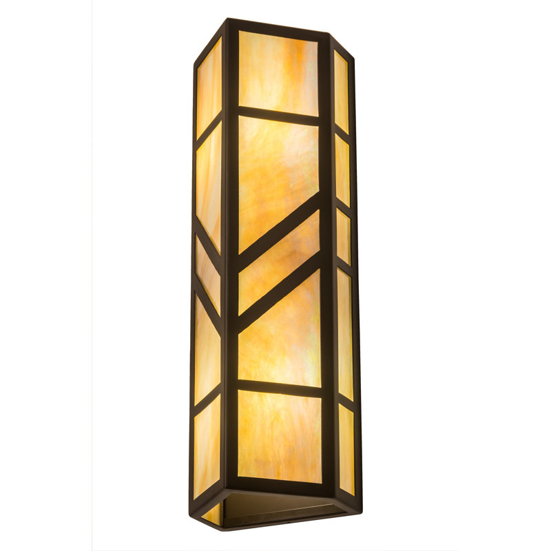 Santa Fe - Light Outdoor Wall Light, Oil Rubbed Bronze, 22" H x 7" W x 6.5" D, Beige Iridescent Art