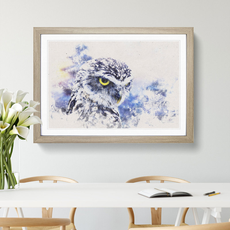 Owl in Nepal - Framed Print, 24cm H x 33cm W x 2cm D, Oak Framed
