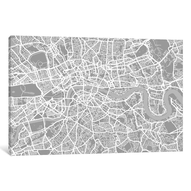 London Map V by Michael Tompsett - Print on Canvas, No Frame, 152.5 cm H x 101.5 cm W x 3.175 cm D