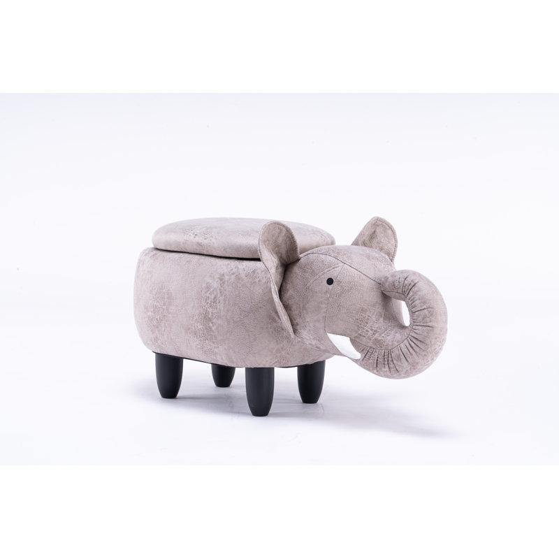Bough 15.75" Wide Faux Leather Elephant Storage Ottoman