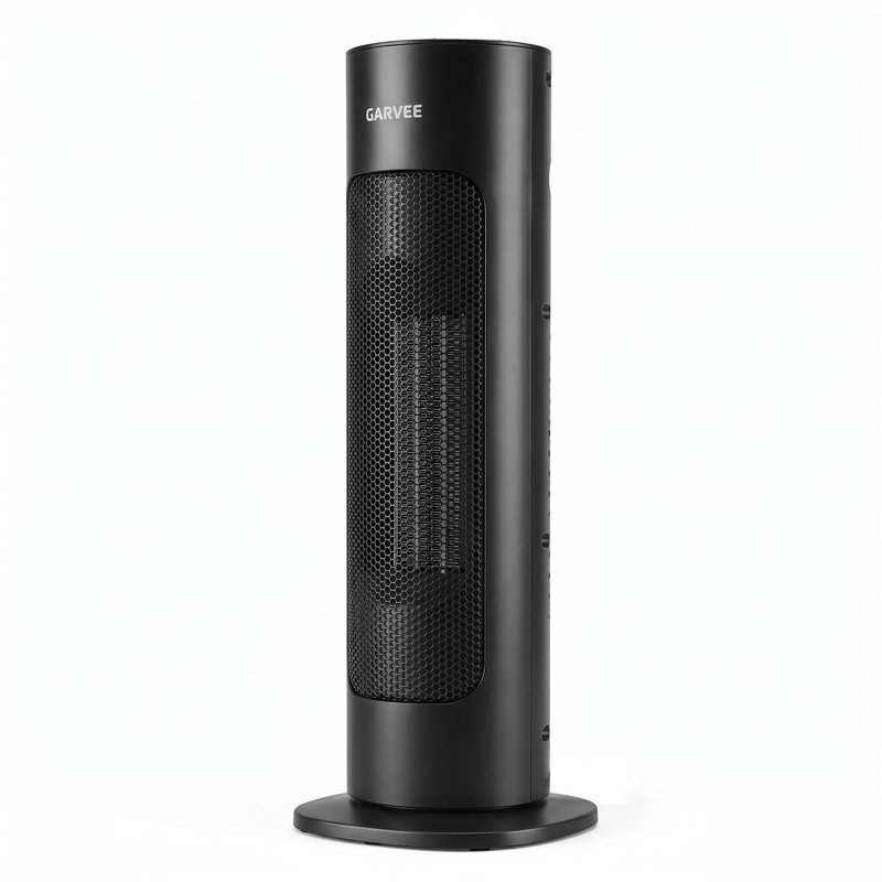 Chaufferette portative oscillante avec 4 modes de chauffage et commande à bouton | Oscillation de 60 degrés, protection contre la surchauffe et le basculement, corps ignifuge et poignée cachée