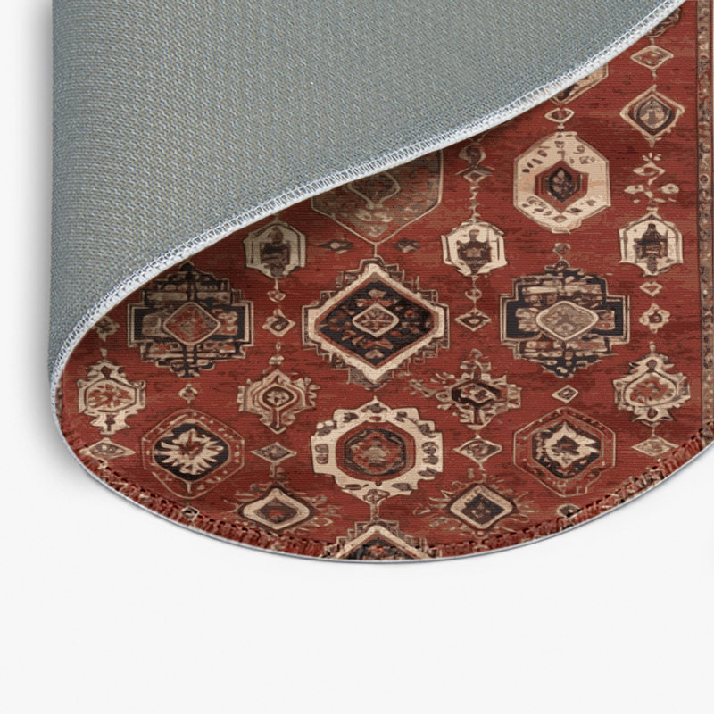 Persian Brown Indoor and Outdoor Area Rug, Round 5'