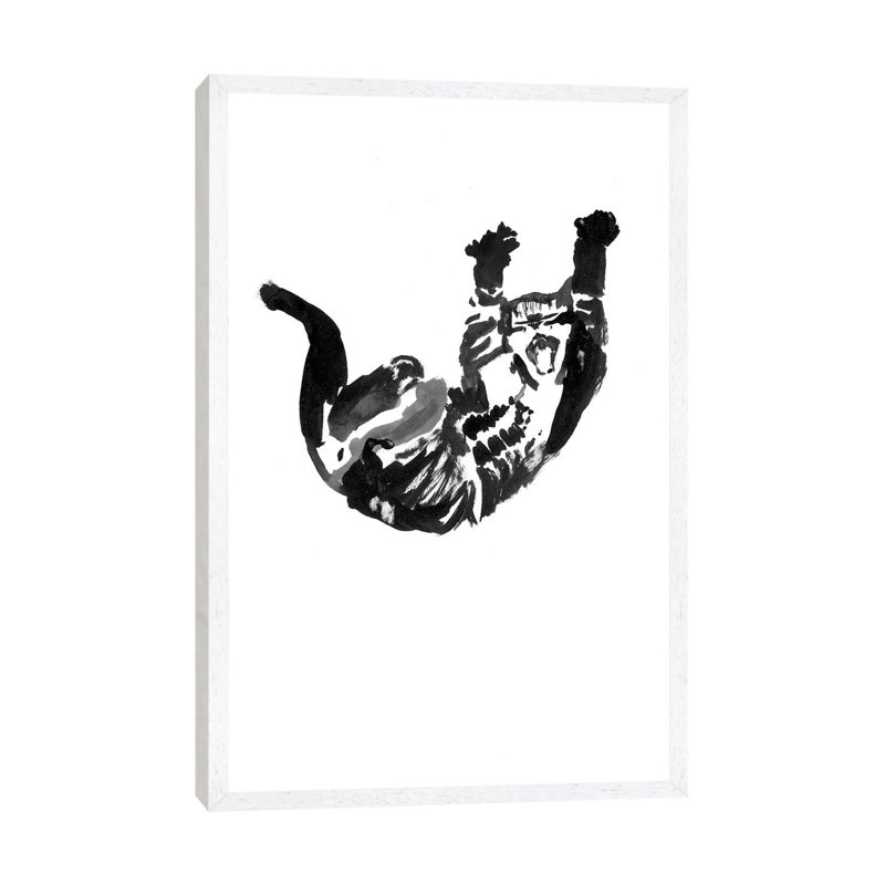 Falling Cat by Péchane - Print on Canvas, White Framed, 101.6 cm H x 66.04 cm W