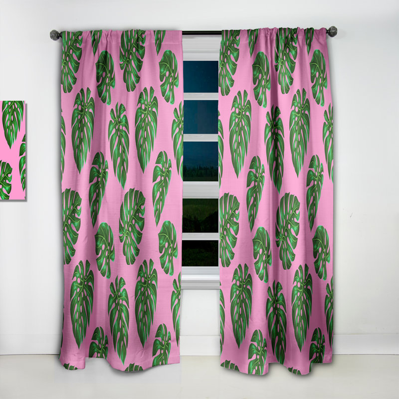 Panneau de rideau simple occultant tropical Mid-Century, L 52 po x L 108 po