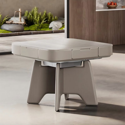 High-End Luxury Cream Taupe Solid Wood Fully Automatic Mahjong Table, Dual-Purpose Table for Chinese Rules