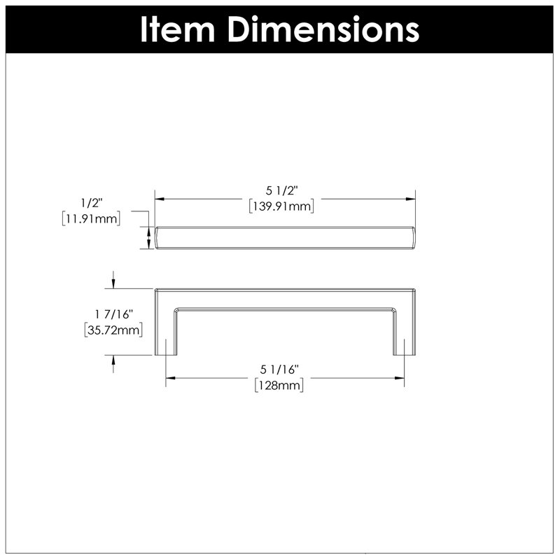 Coventry Center Appliance Pull, 5 1/16", Matte Black, 0.5"