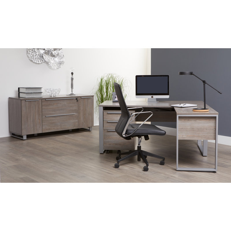 Maysey 4 Piece Writing Desk Office Set, Gray