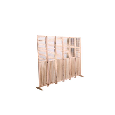 Solid Wood Folding Room Partition, 82.8'' X 65'', 6 In Natural Look Finish Divider, W 65'' H For Home Decor
