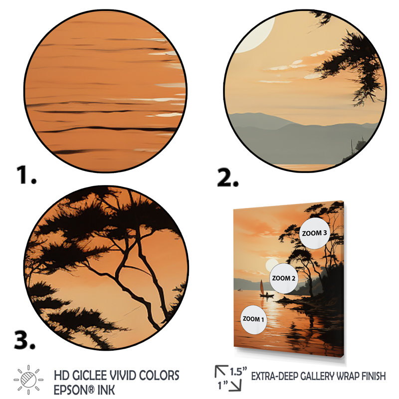 Edwinton Golden Sunrise Silhouetted I sur toile, H 40 po x l 30 po x P 1,5 po, Cadre photo blanc