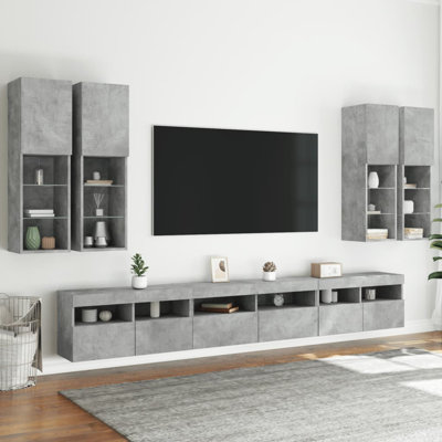 7 Piece TV Wall Cabinet Set with LED Lights