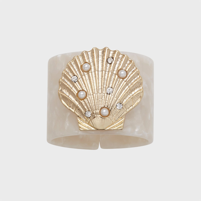 Shell Resin Napkin Rings, Pearly White