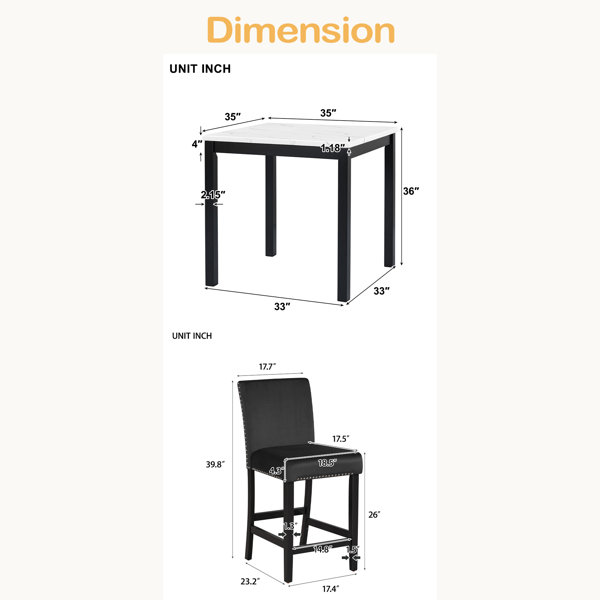 Red Barrel Studio 5-Piece Counter Height Dining Table Set With One Faux ...