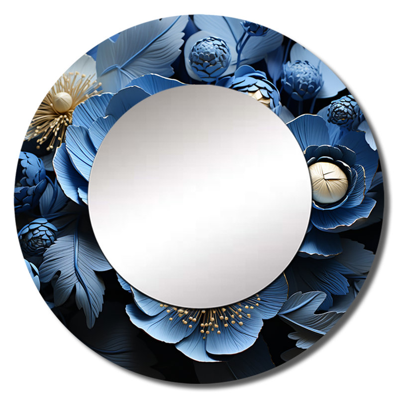 Ranunculus Bouquet V - miroir mural Ranunculus, miroir décoratif rond traditionnel, impression d'art en métal, 29 po x 29 po