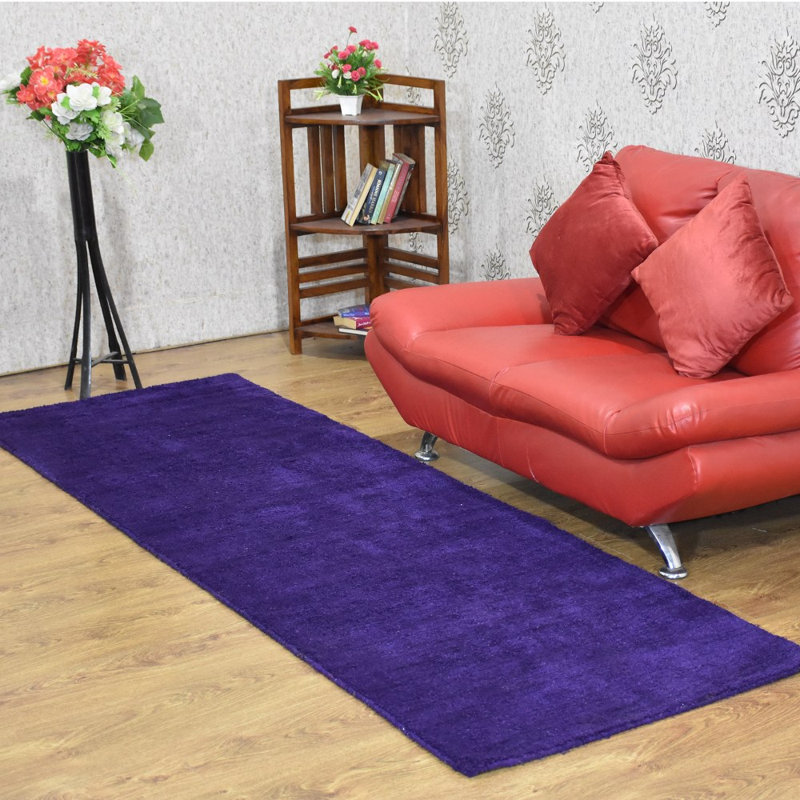 Bibica HAND KNOTTED LOOM SILK ECO-FRIENDLY AREA RUGS - Runner | Purple Color | Solid Design | Area Rugs for living room, Bedroom