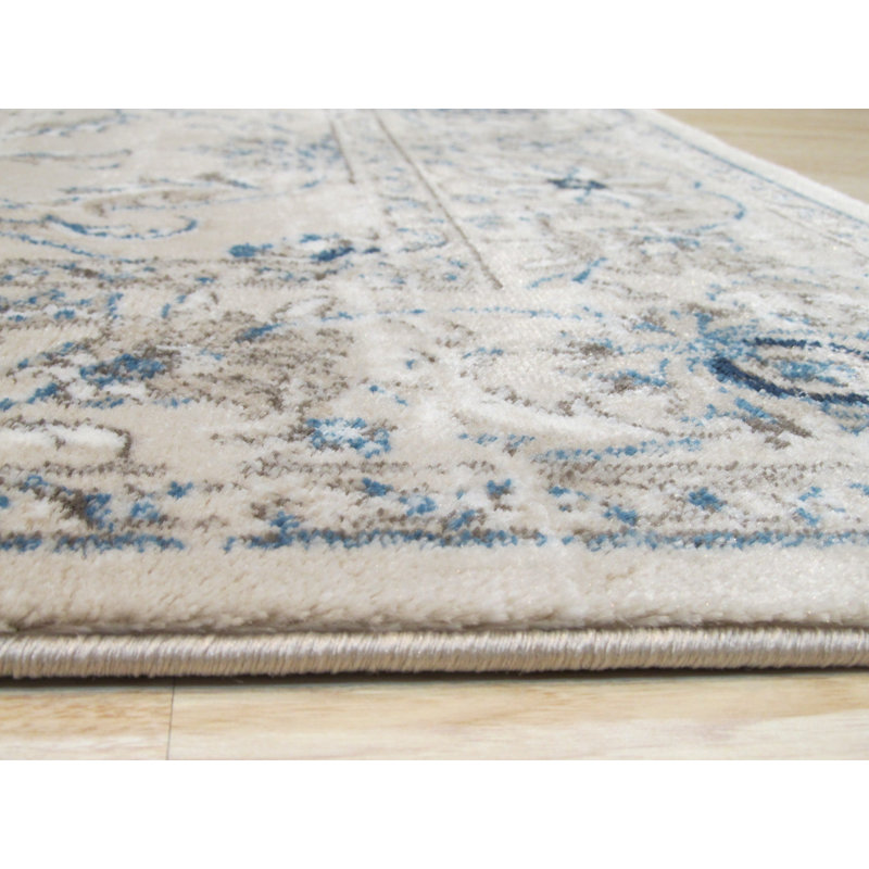 Huckabee Ivory Machine Made Area Rug, Rectangle 5'3" x 7'3"
