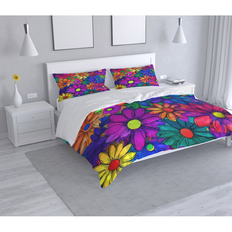 Floral Duvet Cover, King Duvet Cover + 2 King Shams