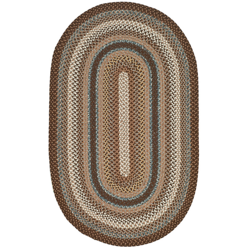 Liptak Braided Hand Woven Performance Machine Washable Geometric Indoor/Outdoor Area Rug, Oval 3' x 5'