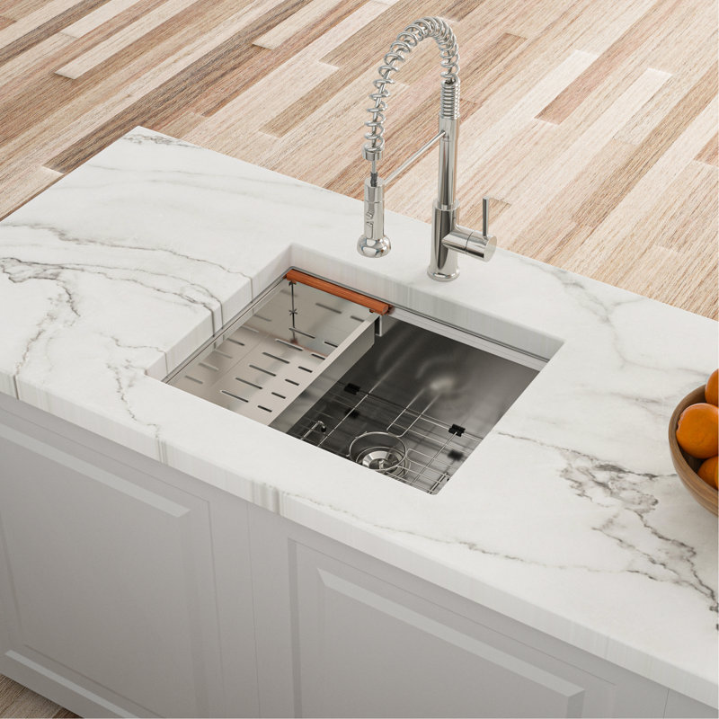 Single Bowl Undermount Workstation Kitchen Sink - 23"X19"X 10" Inch 16 Gauge Stainless Steel Deep Sink
