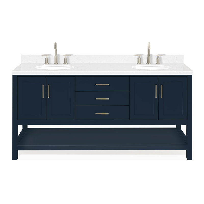Meuble-lavabo double 72 po ARIEL Moille, Bleu minuit, Ovale